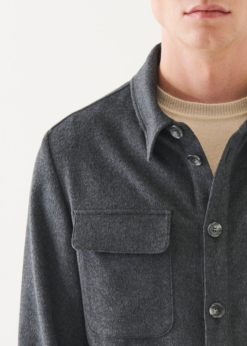 Flap Pocket Wool-Cashmere Shirt Jacket