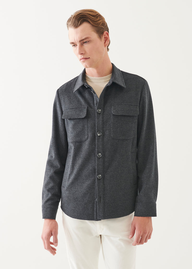 Flap Pocket Wool-Cashmere Shirt Jacket