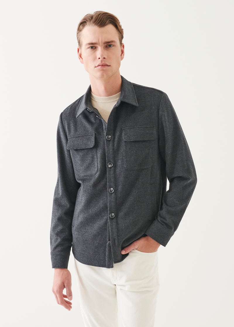 Flap Pocket Wool-Cashmere Shirt Jacket