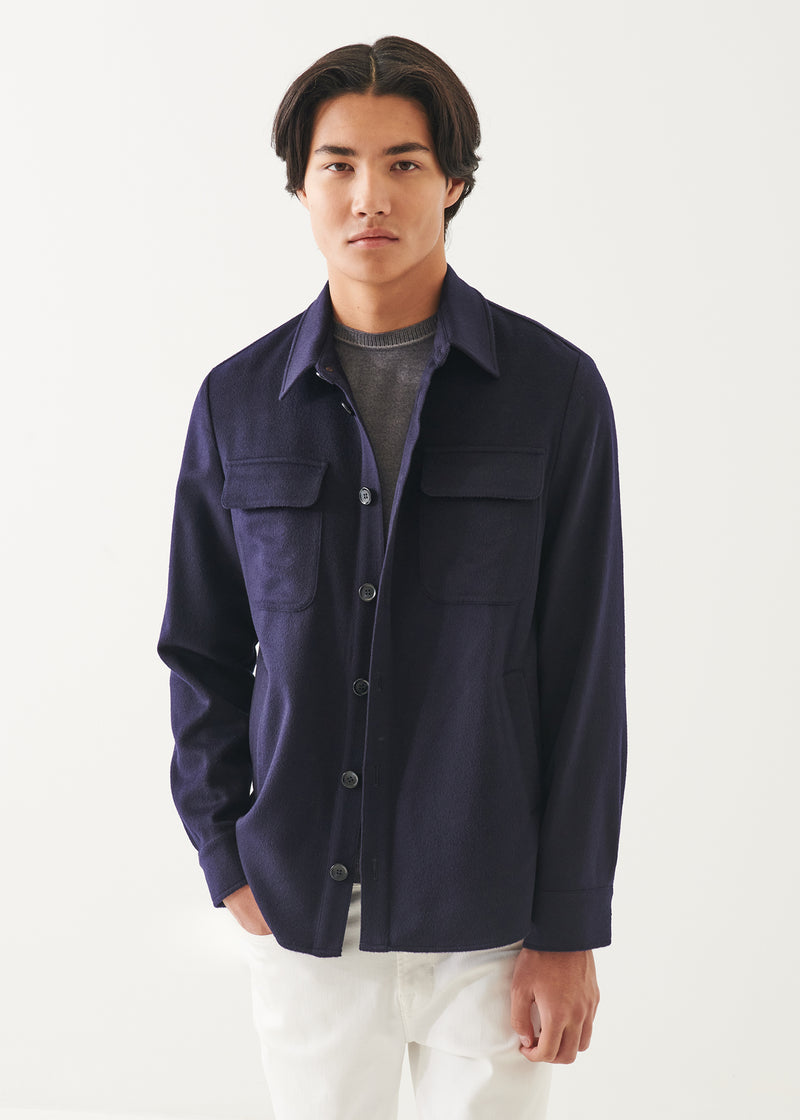 Flap Pocket Wool-Cashmere Shirt Jacket