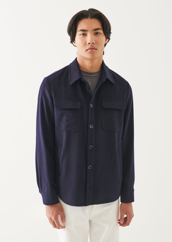 Flap Pocket Wool-Cashmere Shirt Jacket