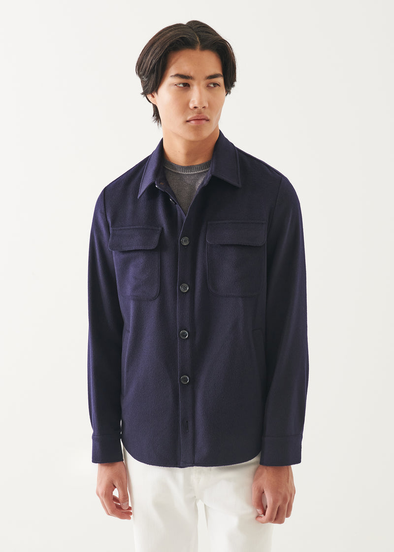 Flap Pocket Wool-Cashmere Shirt Jacket