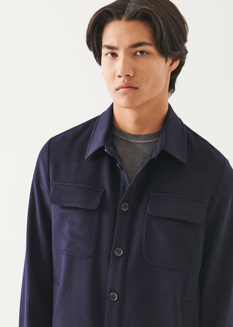 Flap Pocket Wool-Cashmere Shirt Jacket