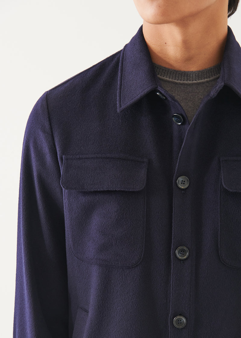 Flap Pocket Wool-Cashmere Shirt Jacket