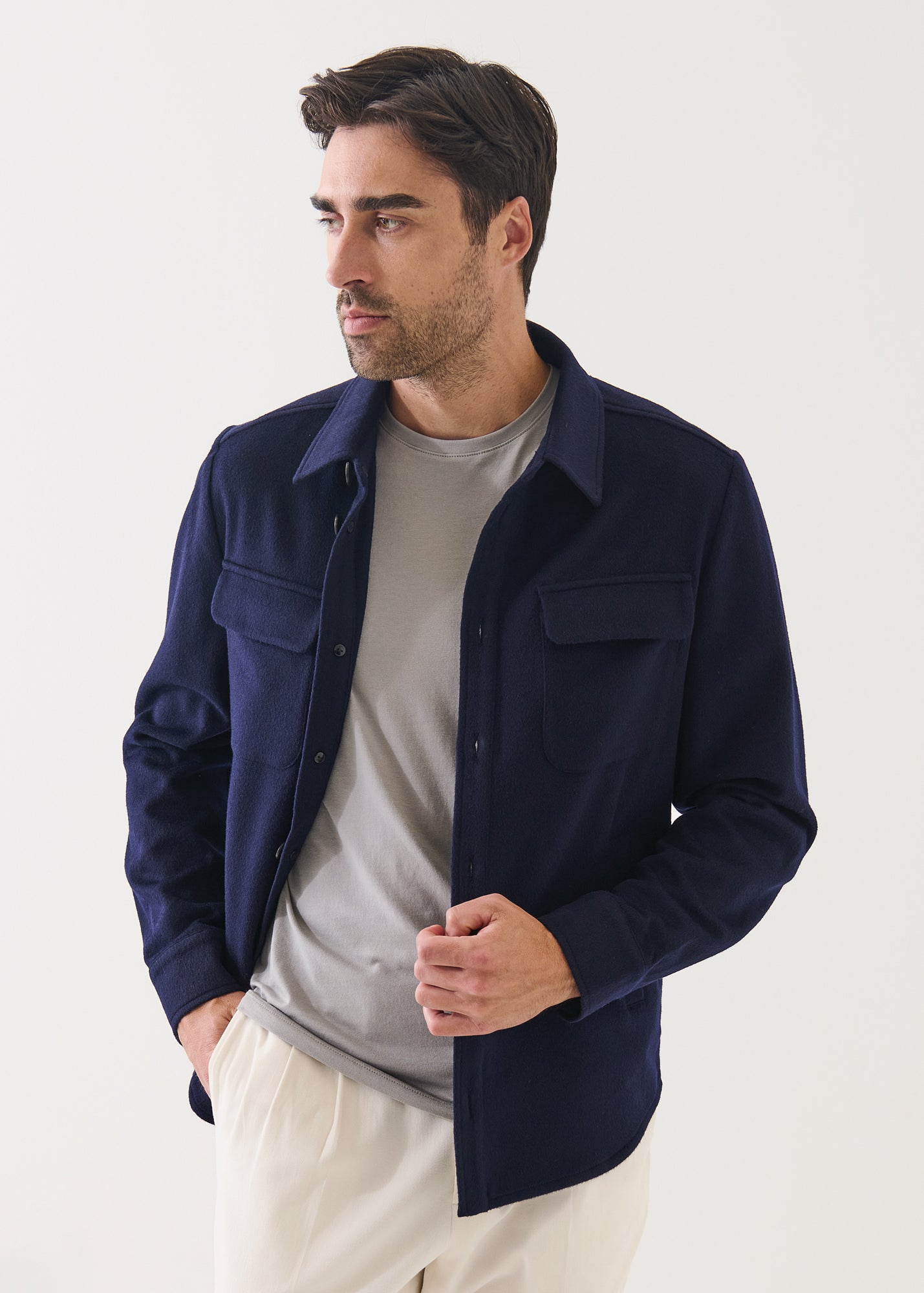 Flap Pocket Wool-Cashmere Shirt Jacket - PATRICK ASSARAF