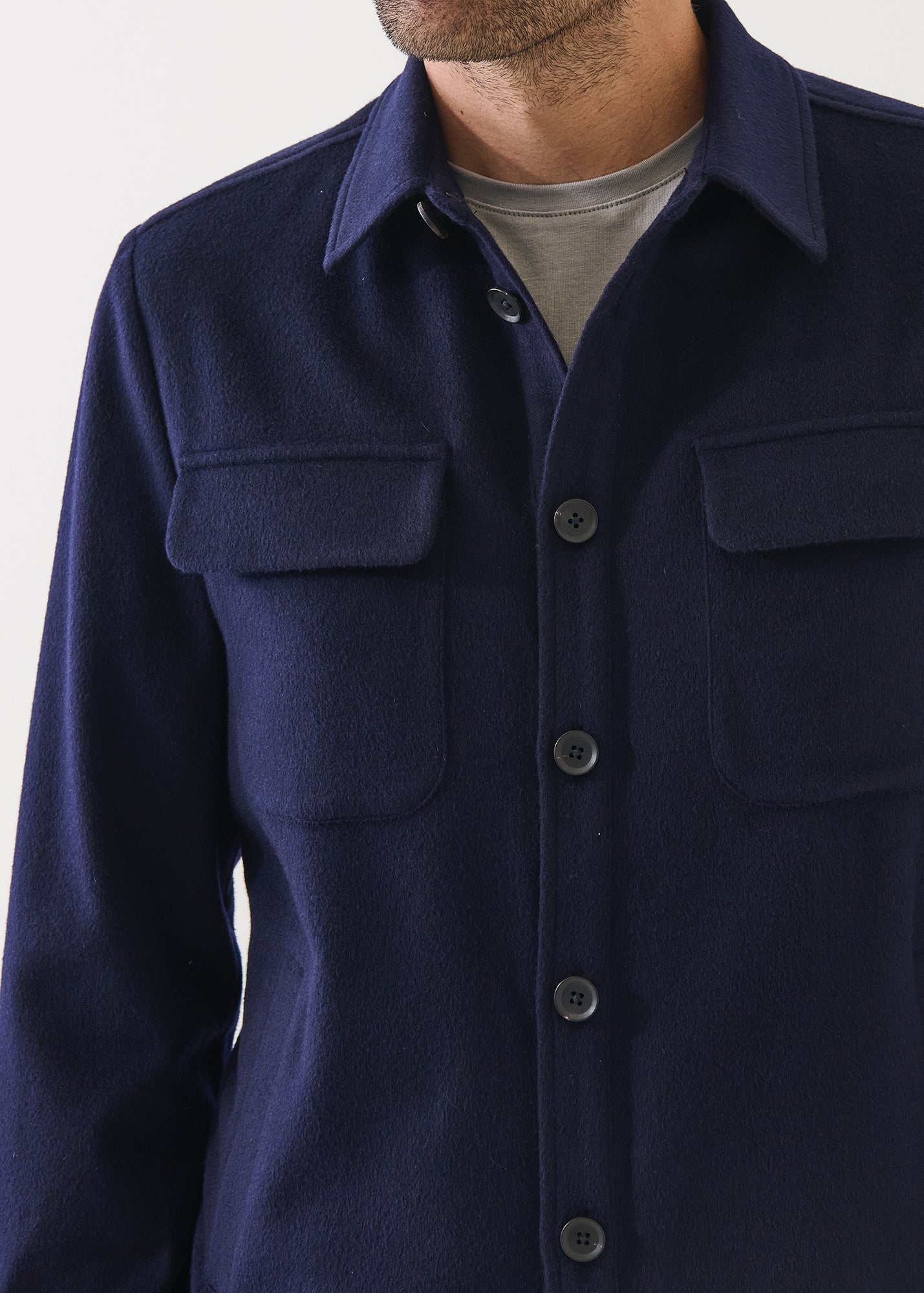 Flap Pocket Wool-Cashmere Shirt Jacket - PATRICK ASSARAF
