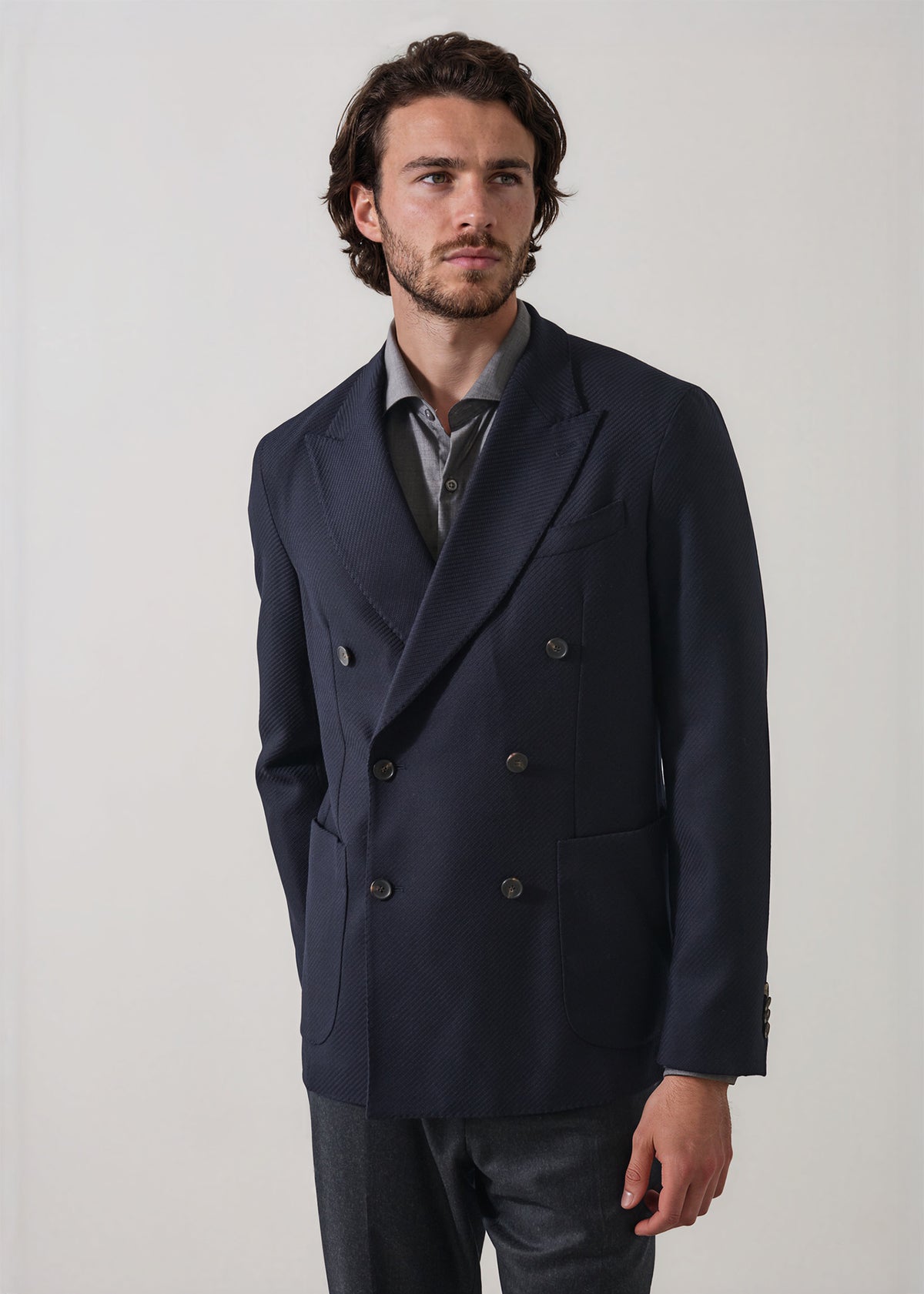 Wool-Cashmere Stretch Twill Double-Breasted Blazer - PATRICK ASSARAF