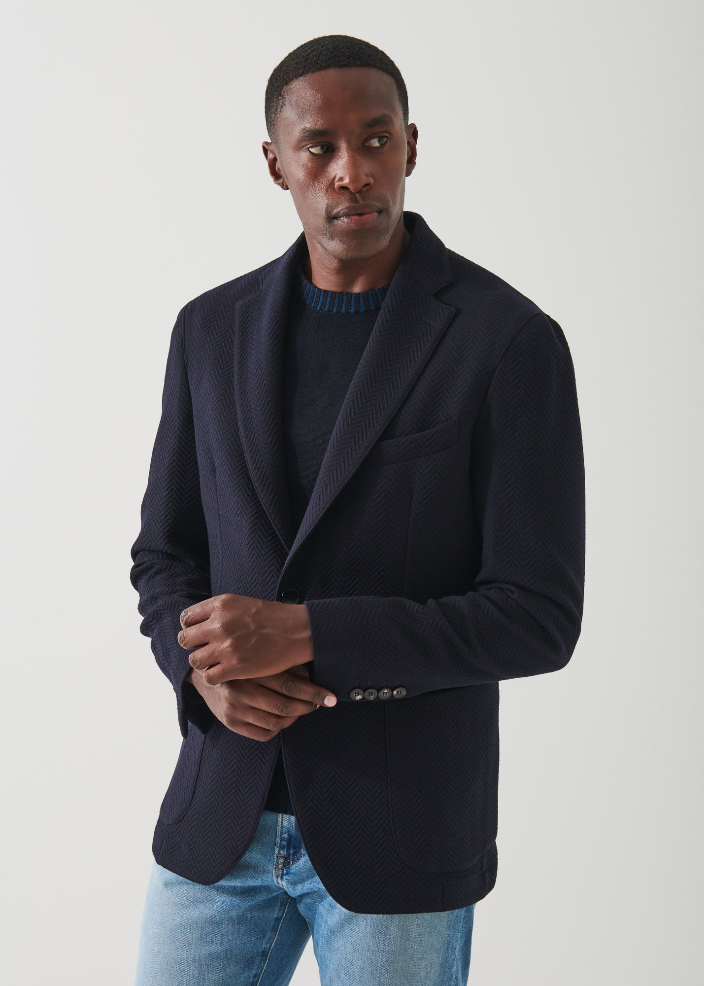 HERRINGBONE WOOL BLAZER | PATRICK ASSARAF.