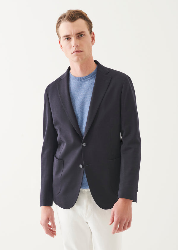 Wool Cotton Blend Knit Blazer