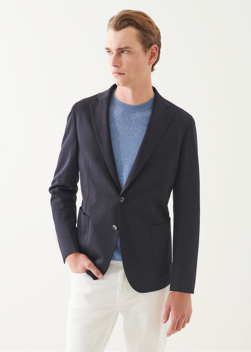 Wool Cotton Blend Knit Blazer