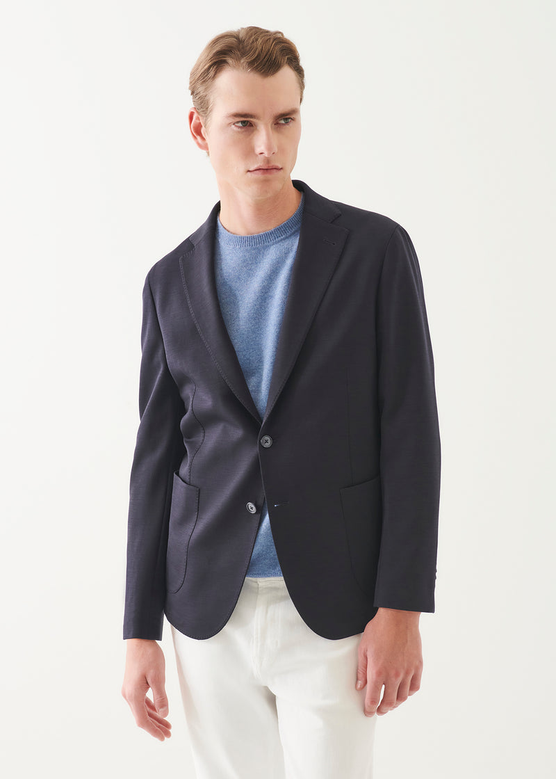 Wool Cotton Blend Knit Blazer