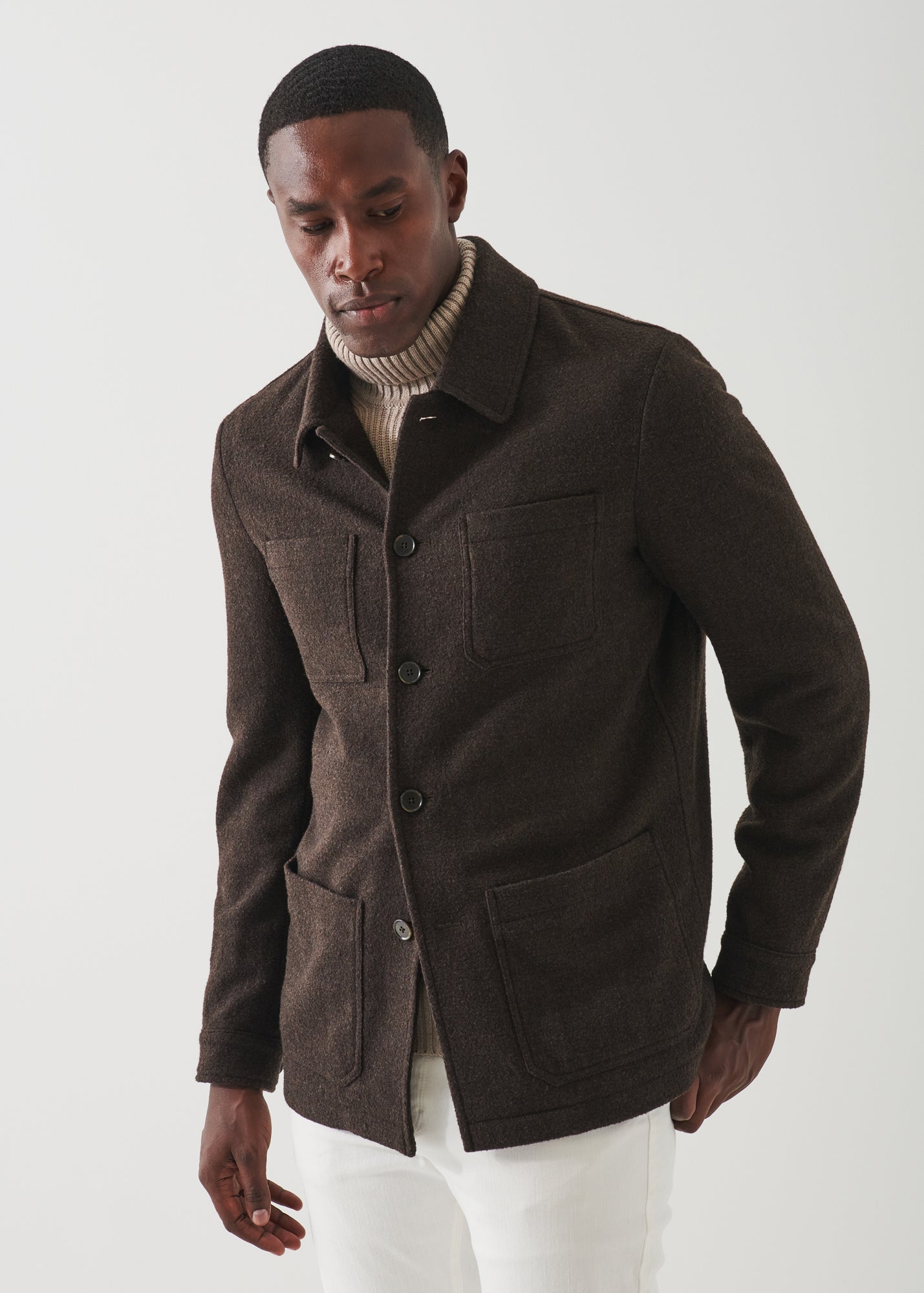 WOOL-SILK BLEND SHIRT JACKET | PATRICK ASSARAF.