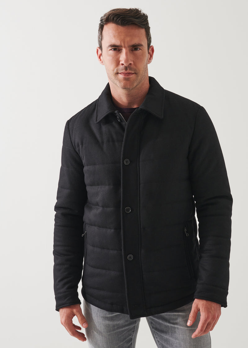 WOOL BLEND QUILTED SHIRT JACKET