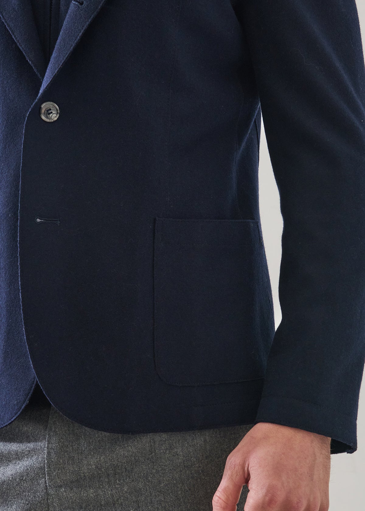 Wool Knit Removable Hood Blazer