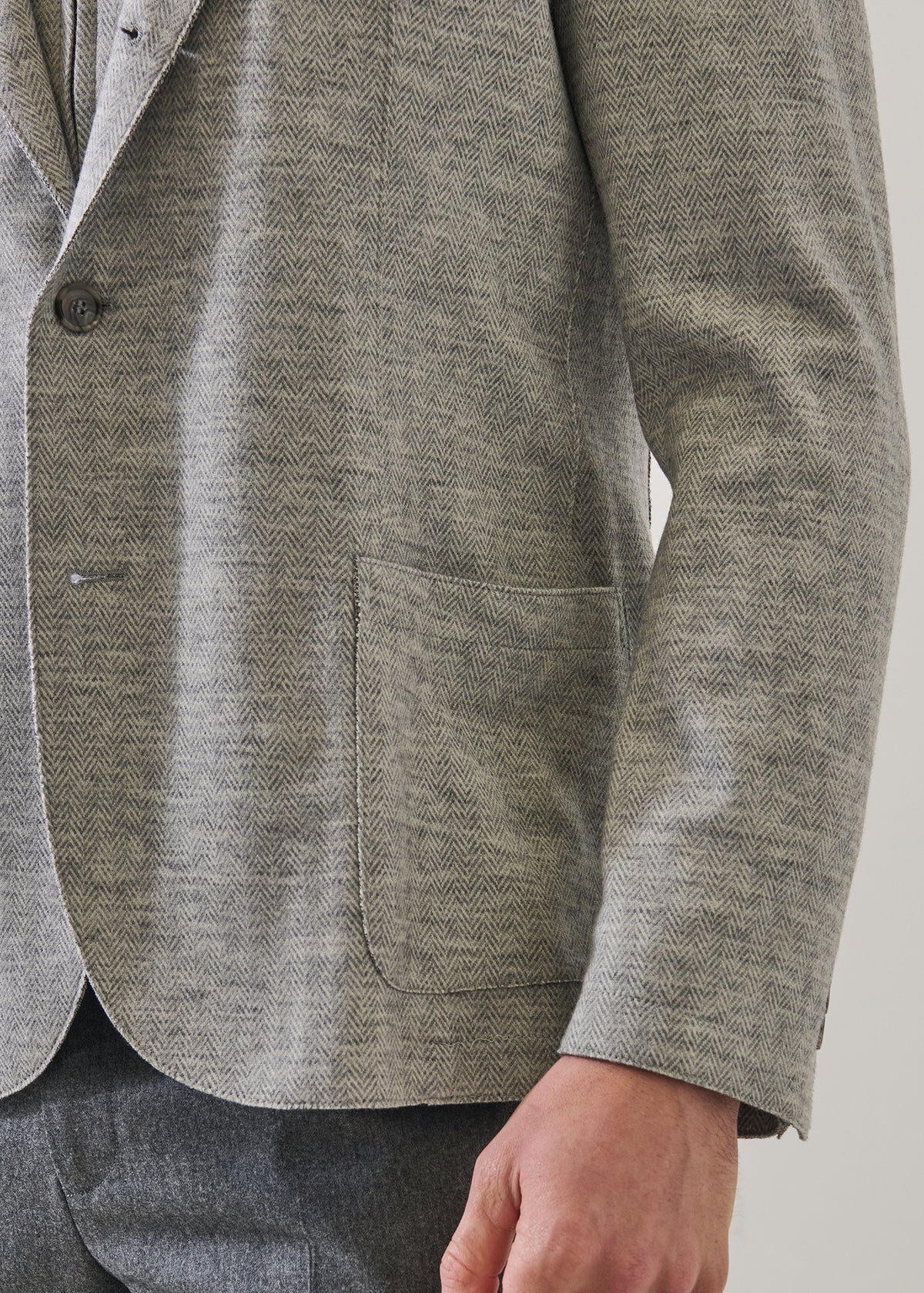Herringbone Wool Knit Removable Hood Blazer - PATRICK ASSARAF