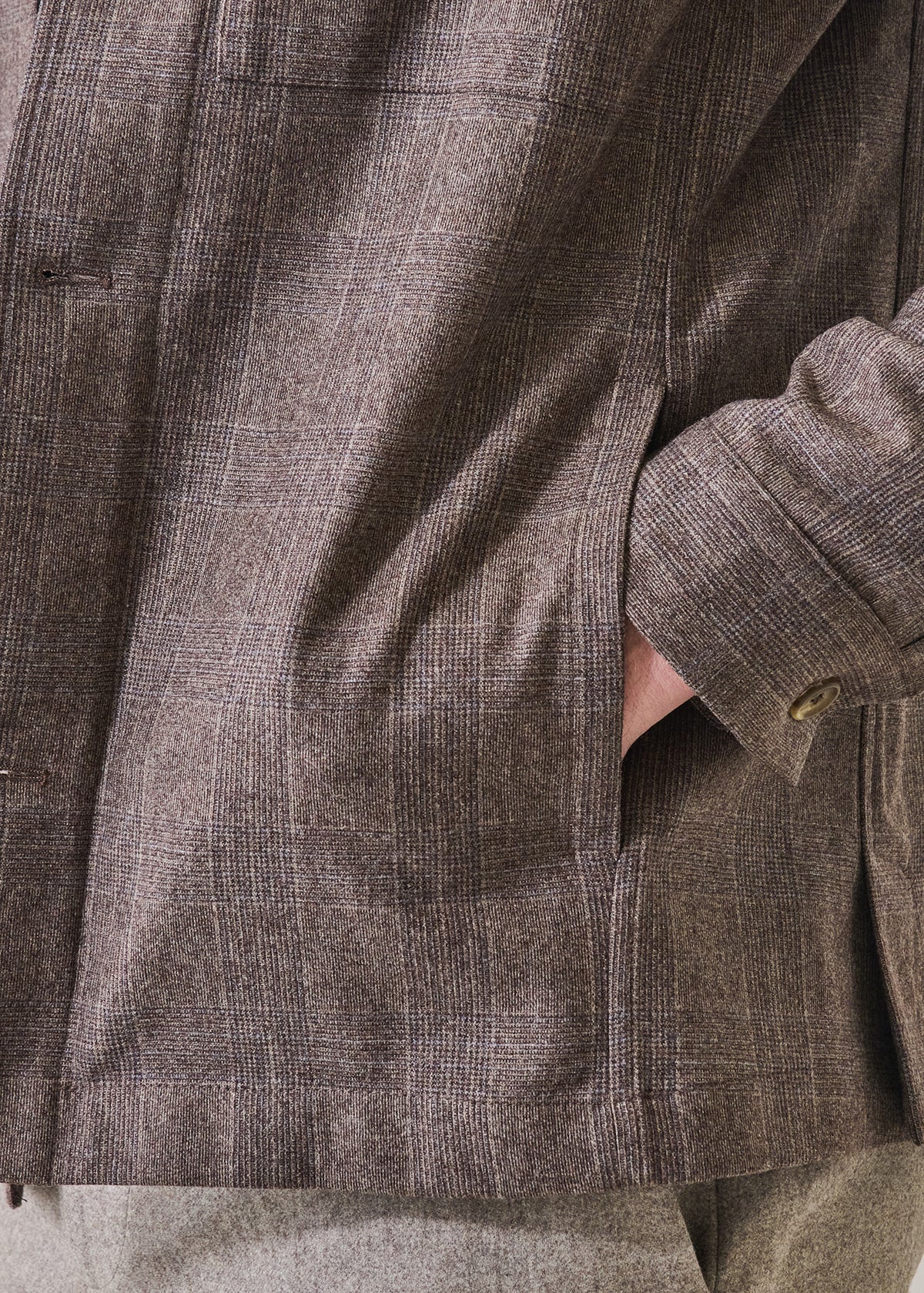 Prince of Wales Check Wool Stretch Utility Overshirt - PATRICK ASSARAF
