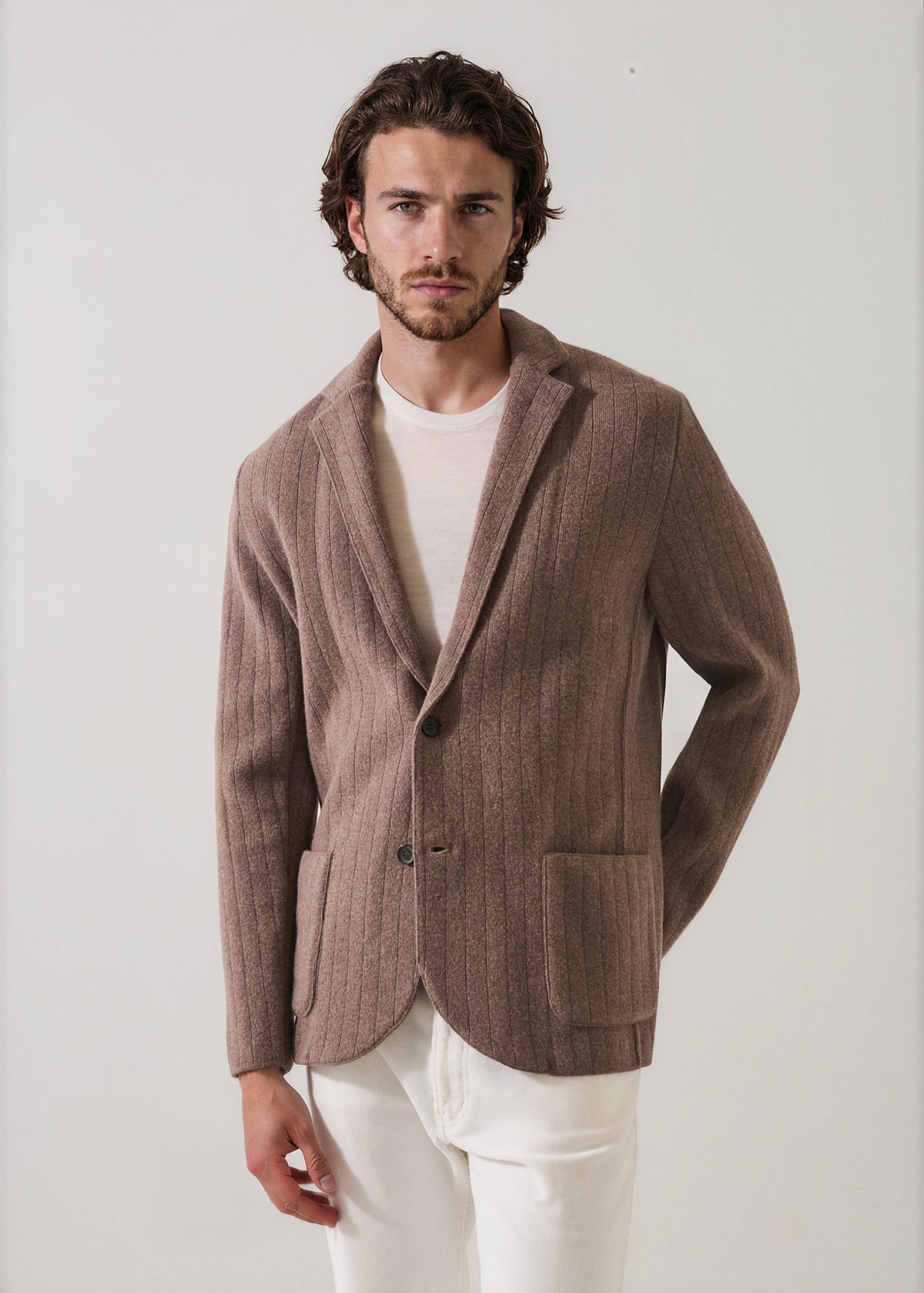 Merino-Cashmere Drop Needle Knit Blazer - PATRICK ASSARAF