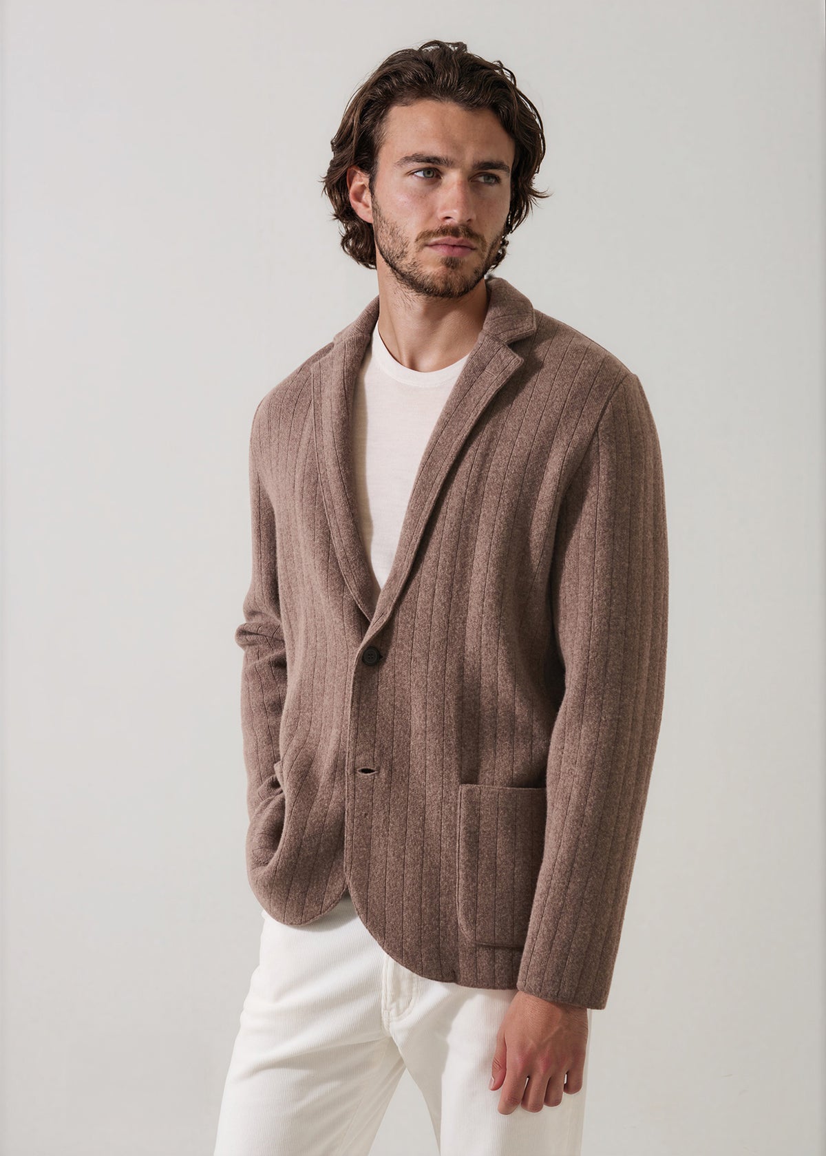Merino-Cashmere Drop Needle Knit Blazer - PATRICK ASSARAF