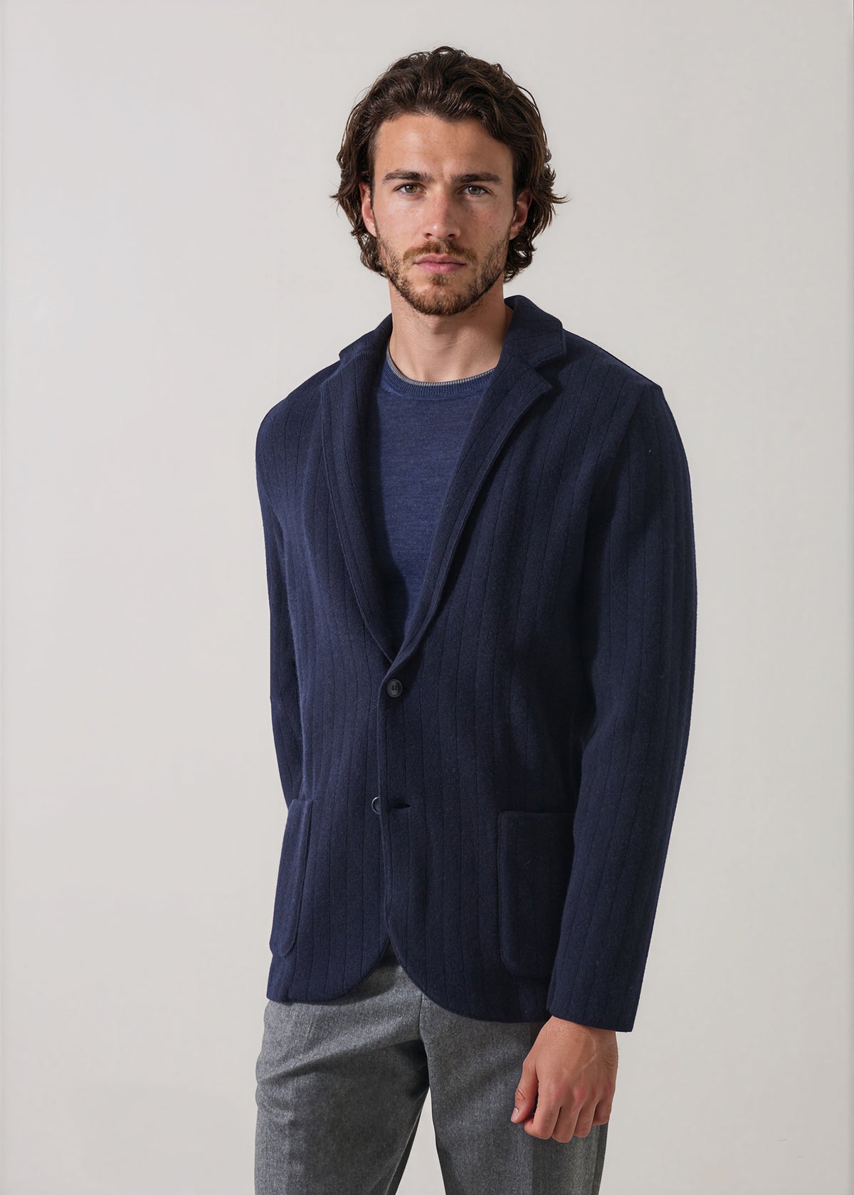 Merino-Cashmere Drop Needle Knit Blazer - PATRICK ASSARAF