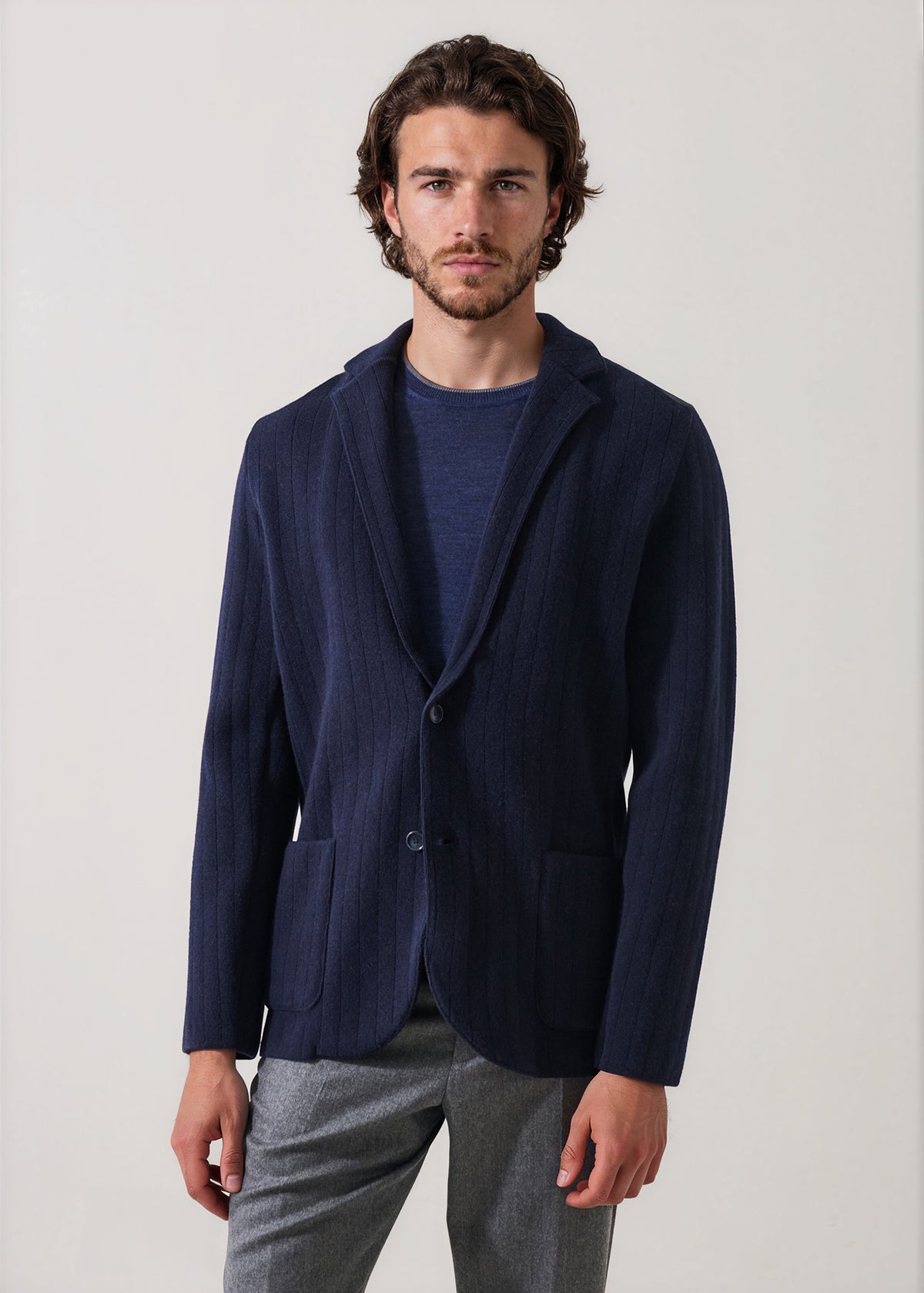 Merino-Cashmere Drop Needle Knit Blazer - PATRICK ASSARAF