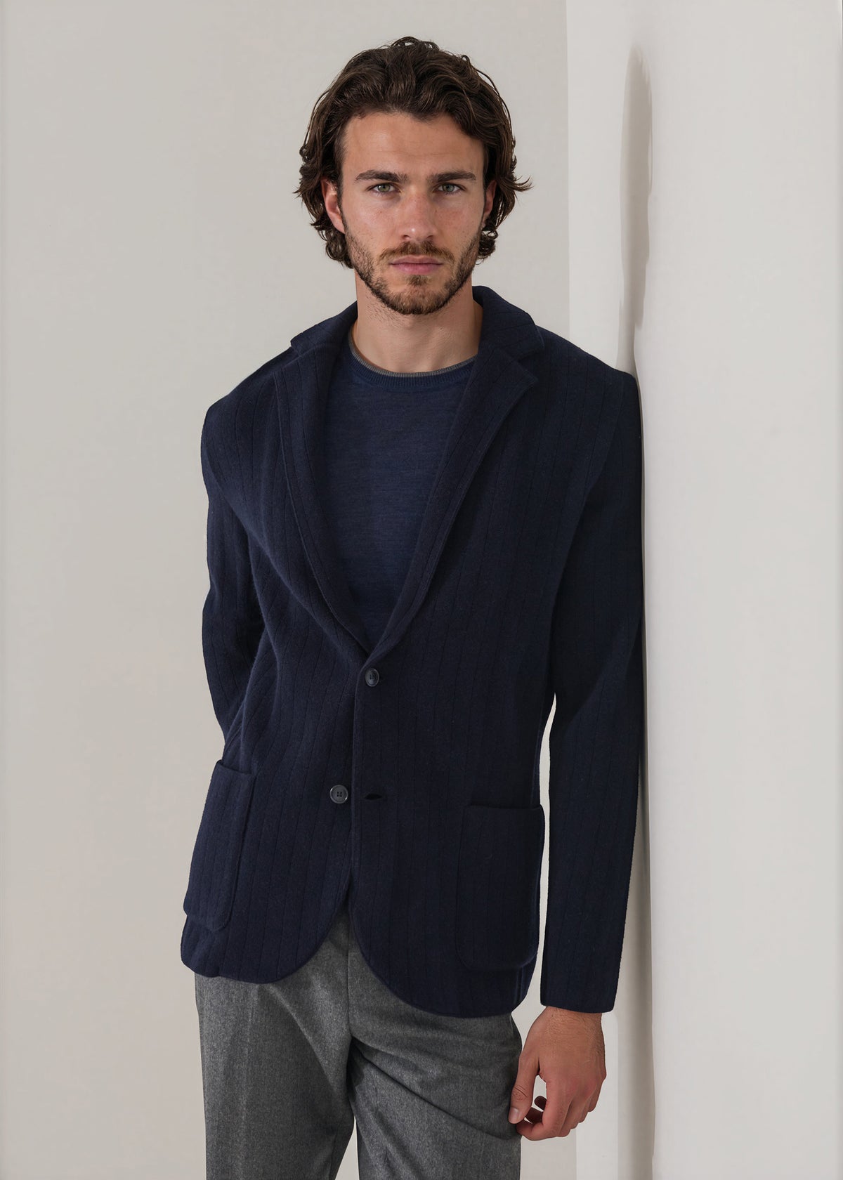 Merino-Cashmere Drop Needle Knit Blazer - PATRICK ASSARAF