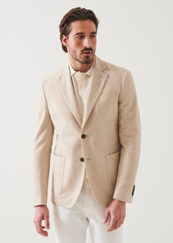 Textured Cotton Linen Blend Blazer