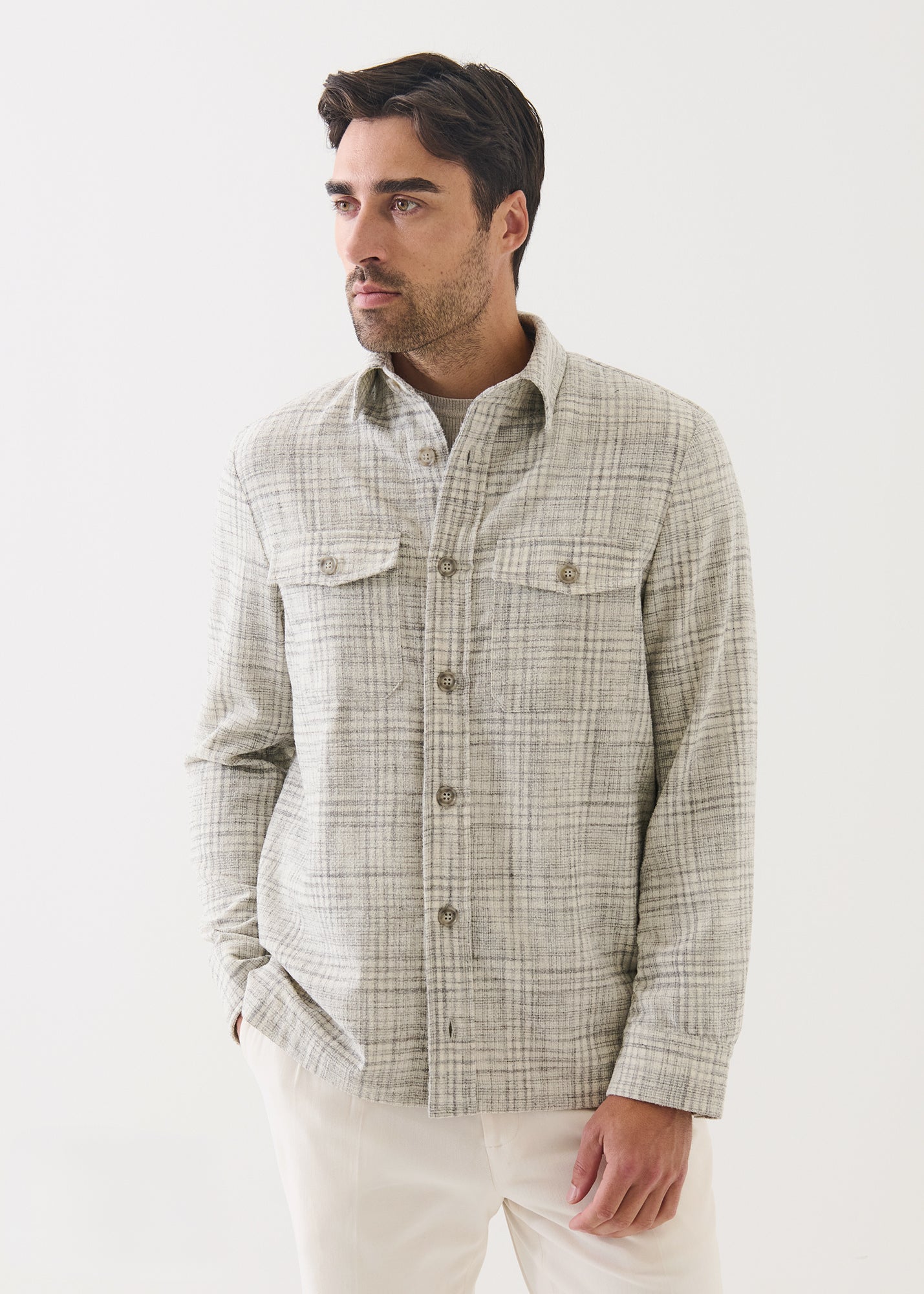 Wool Blend Soft Plaid Shirt Jacket