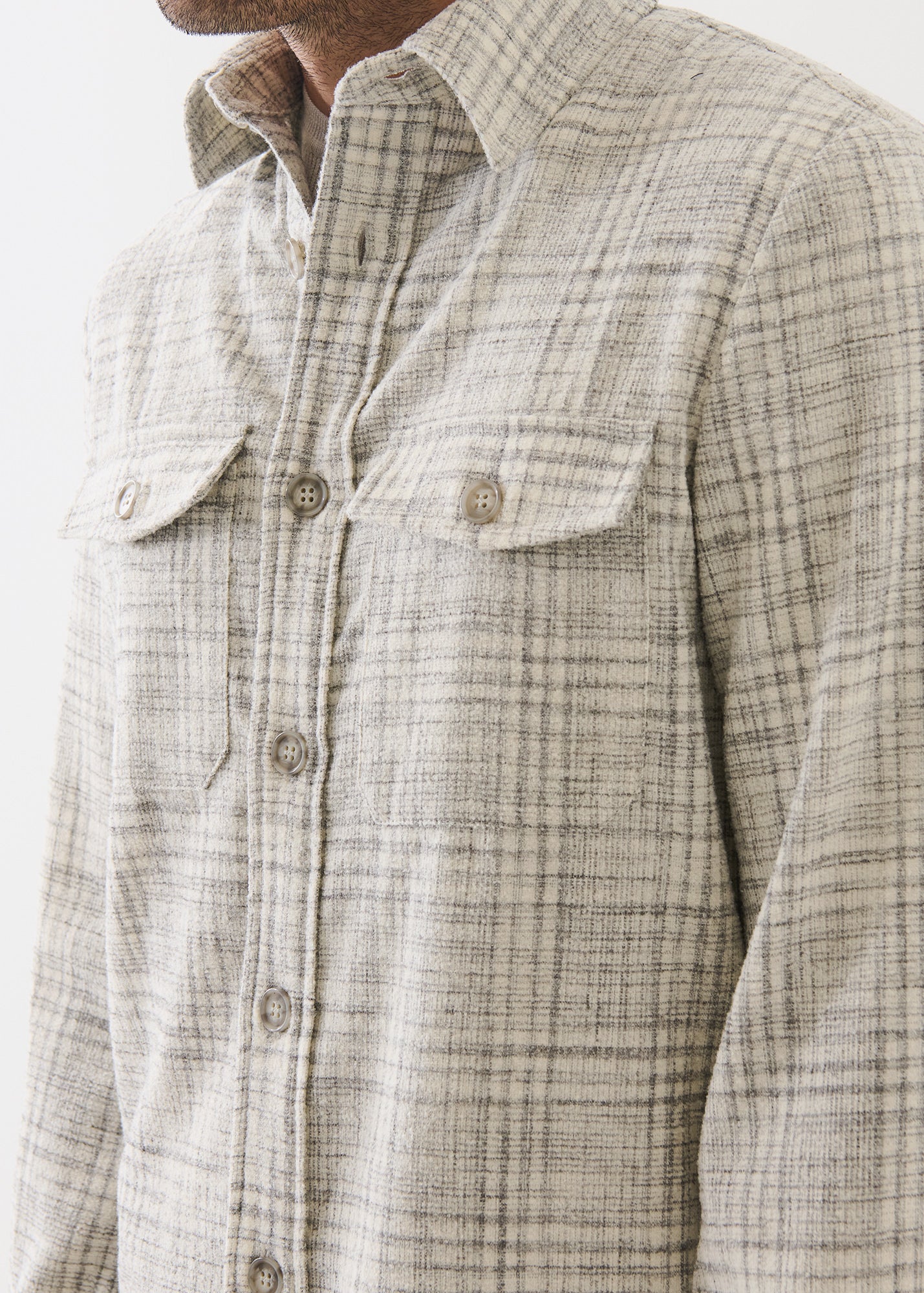 Wool Blend Soft Plaid Shirt Jacket