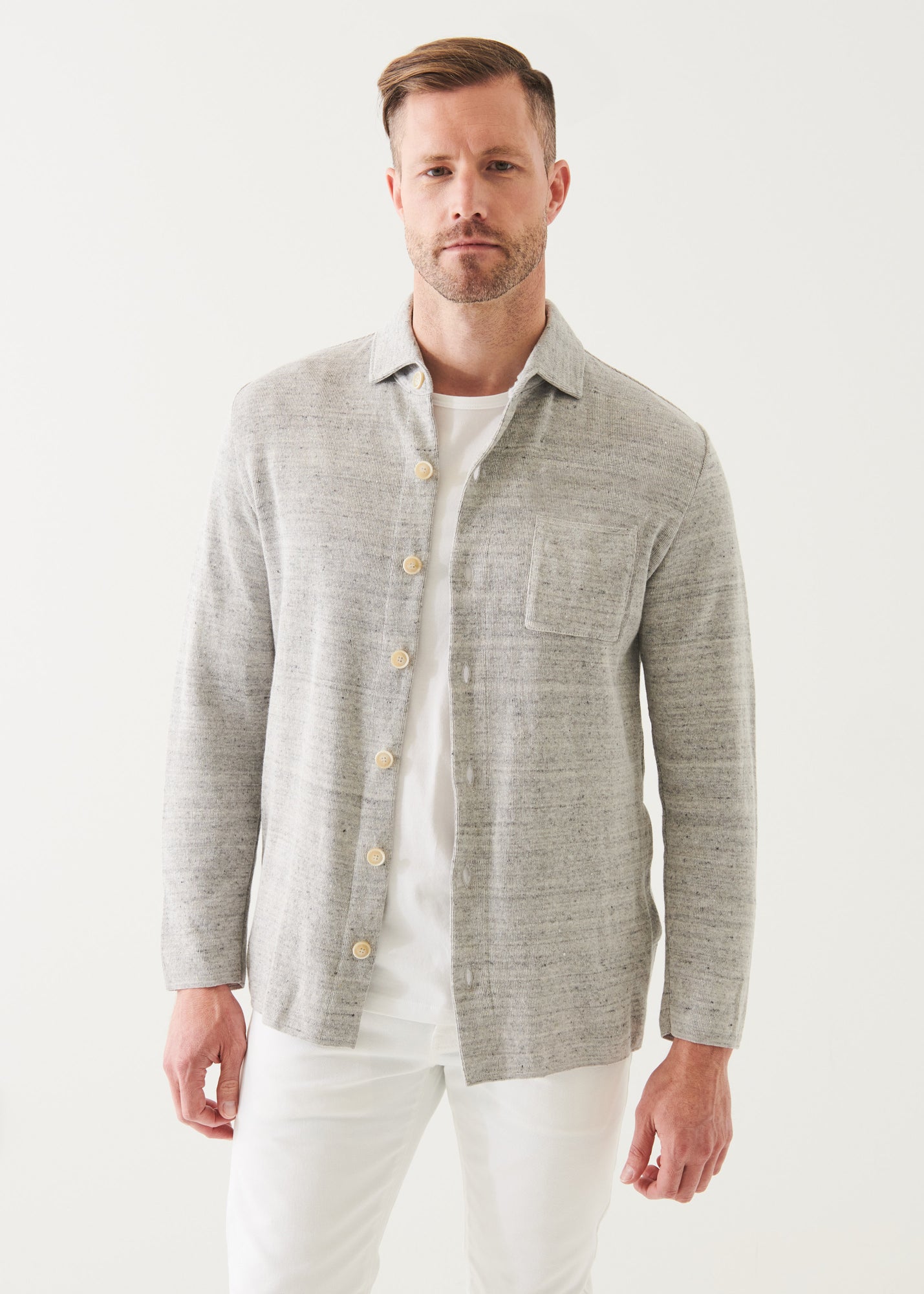 LINEN COTTON BLEND SHIRT JACKET | PATRICK ASSARAF.