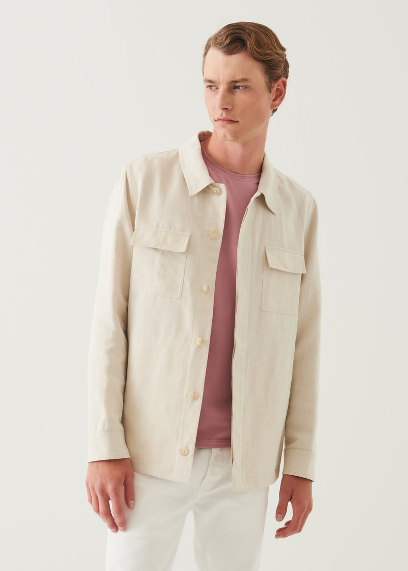 Linen Cotton Blend Shirt Jacket
