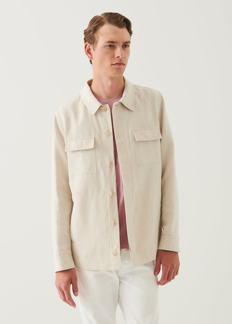 Linen Cotton Blend Shirt Jacket