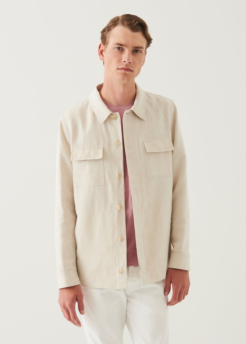 Linen Cotton Blend Shirt Jacket