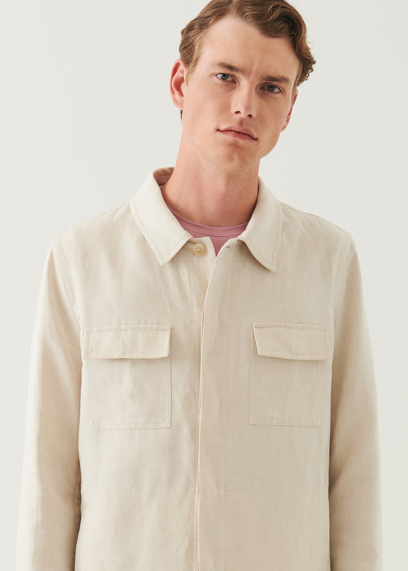 Linen Cotton Blend Shirt Jacket