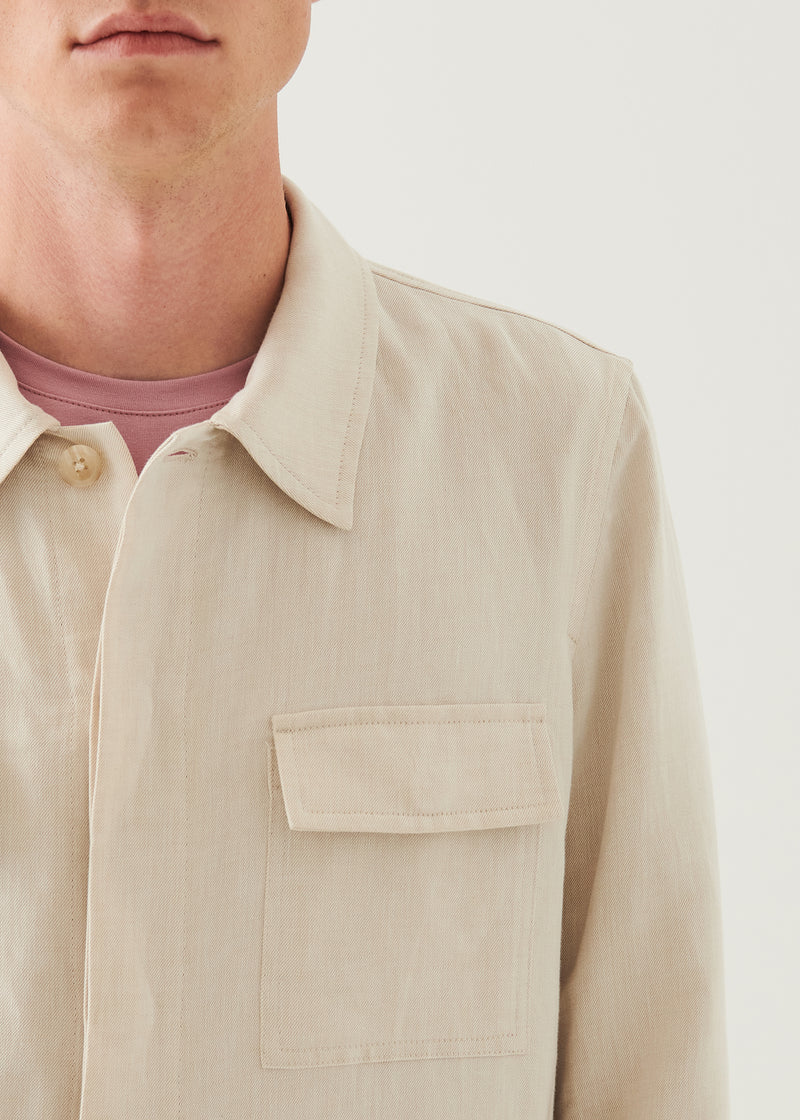 Linen Cotton Blend Shirt Jacket
