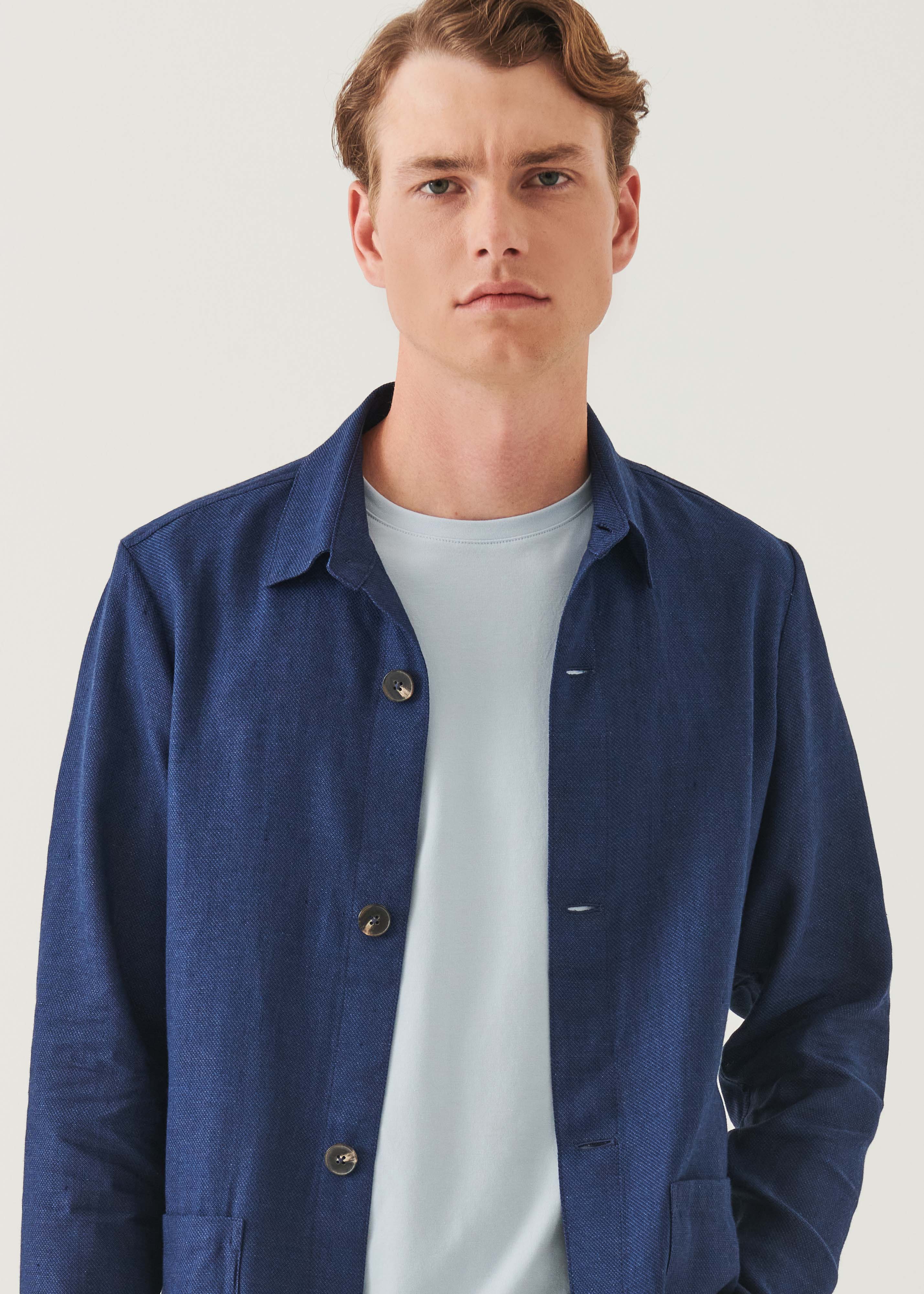 Linen Wool Blend Shirt Jacket