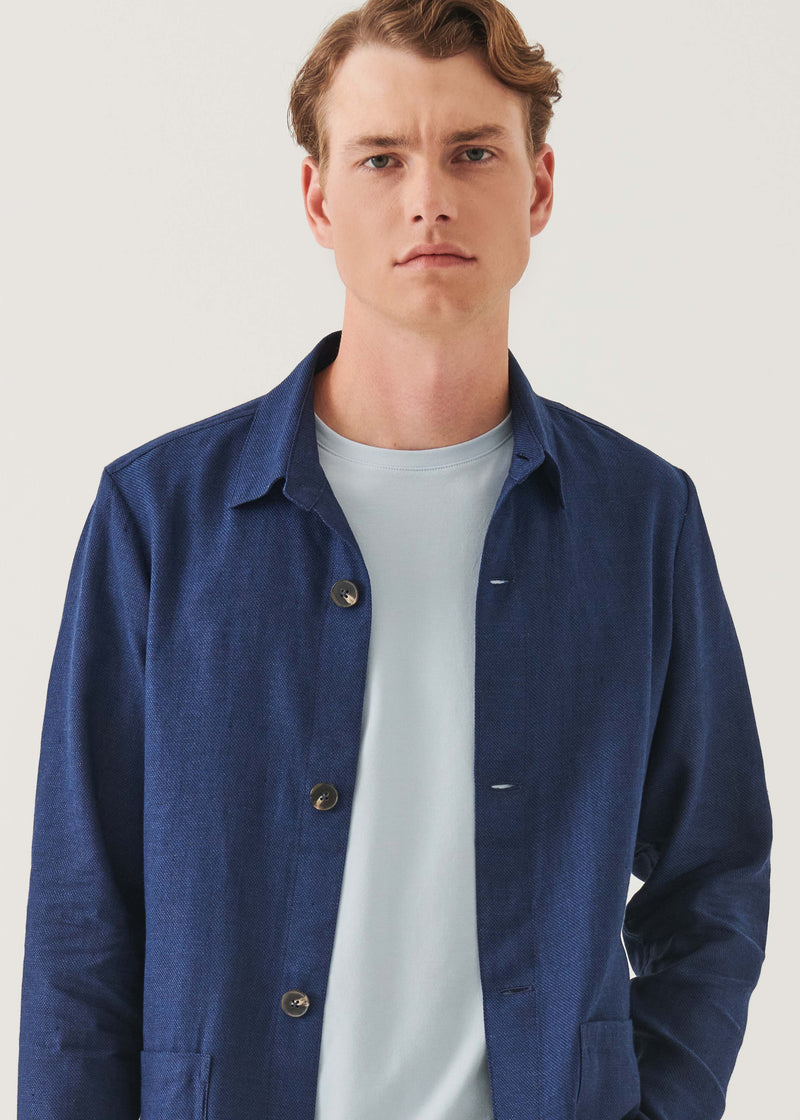 Linen Wool Blend Shirt Jacket
