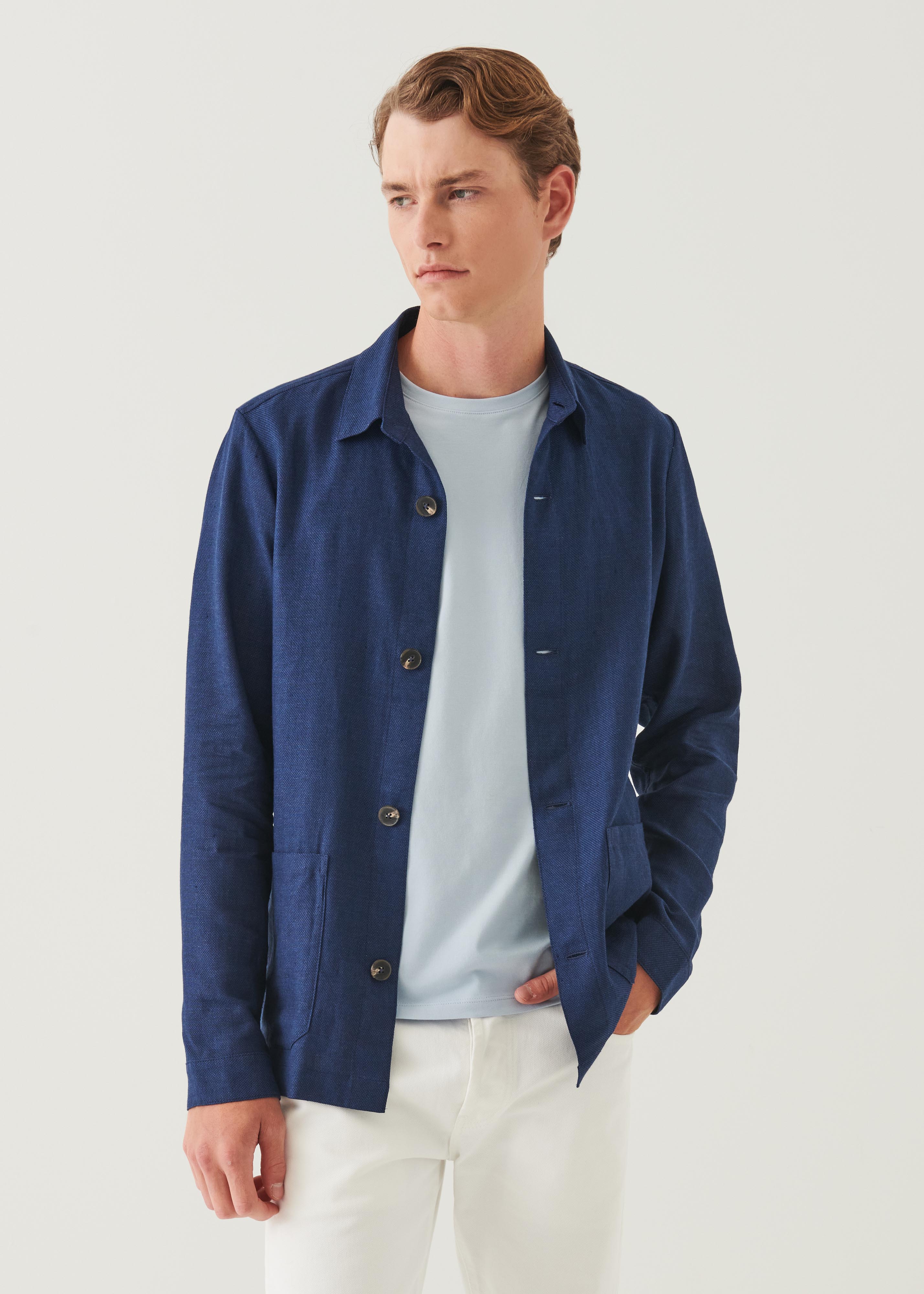 Linen Wool Blend Shirt Jacket