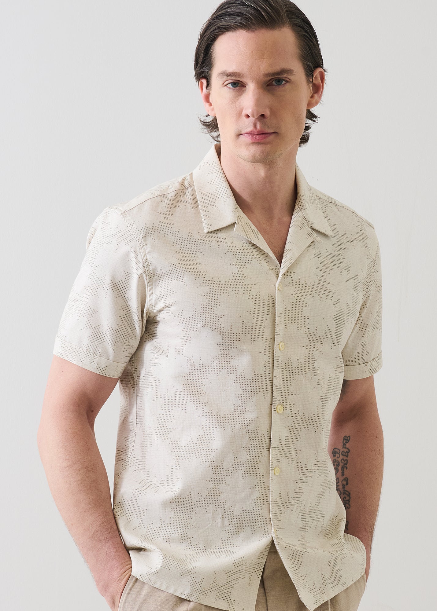 Abstract Floral Cotton Camp Collar Shirt - PATRICK ASSARAF