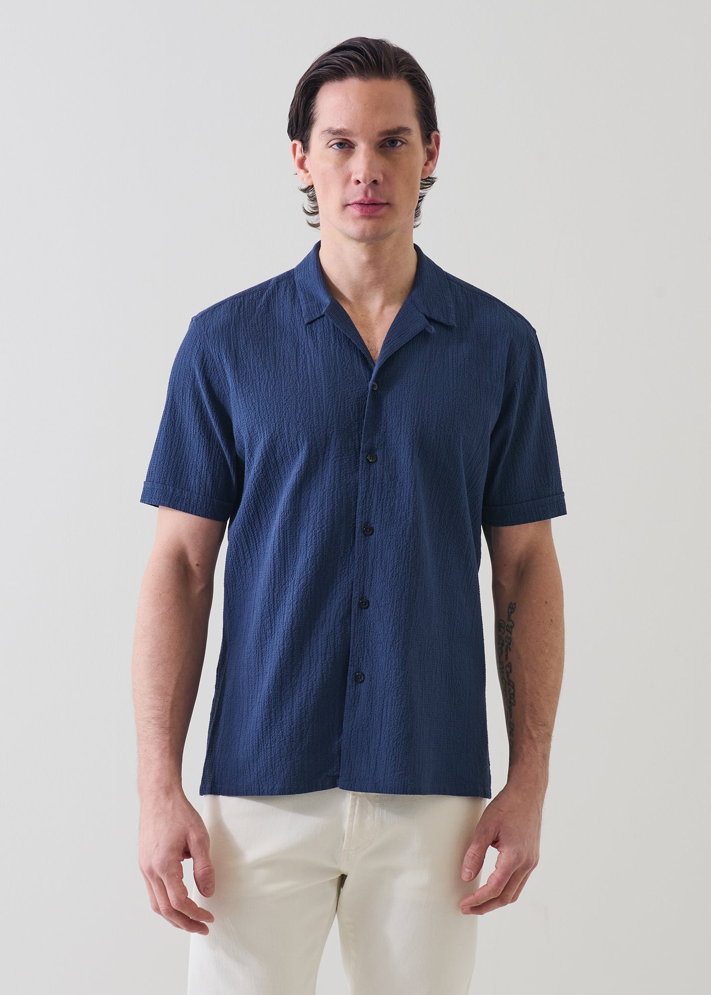Seersucker Cotton Stretch Shirt - PATRICK ASSARAF