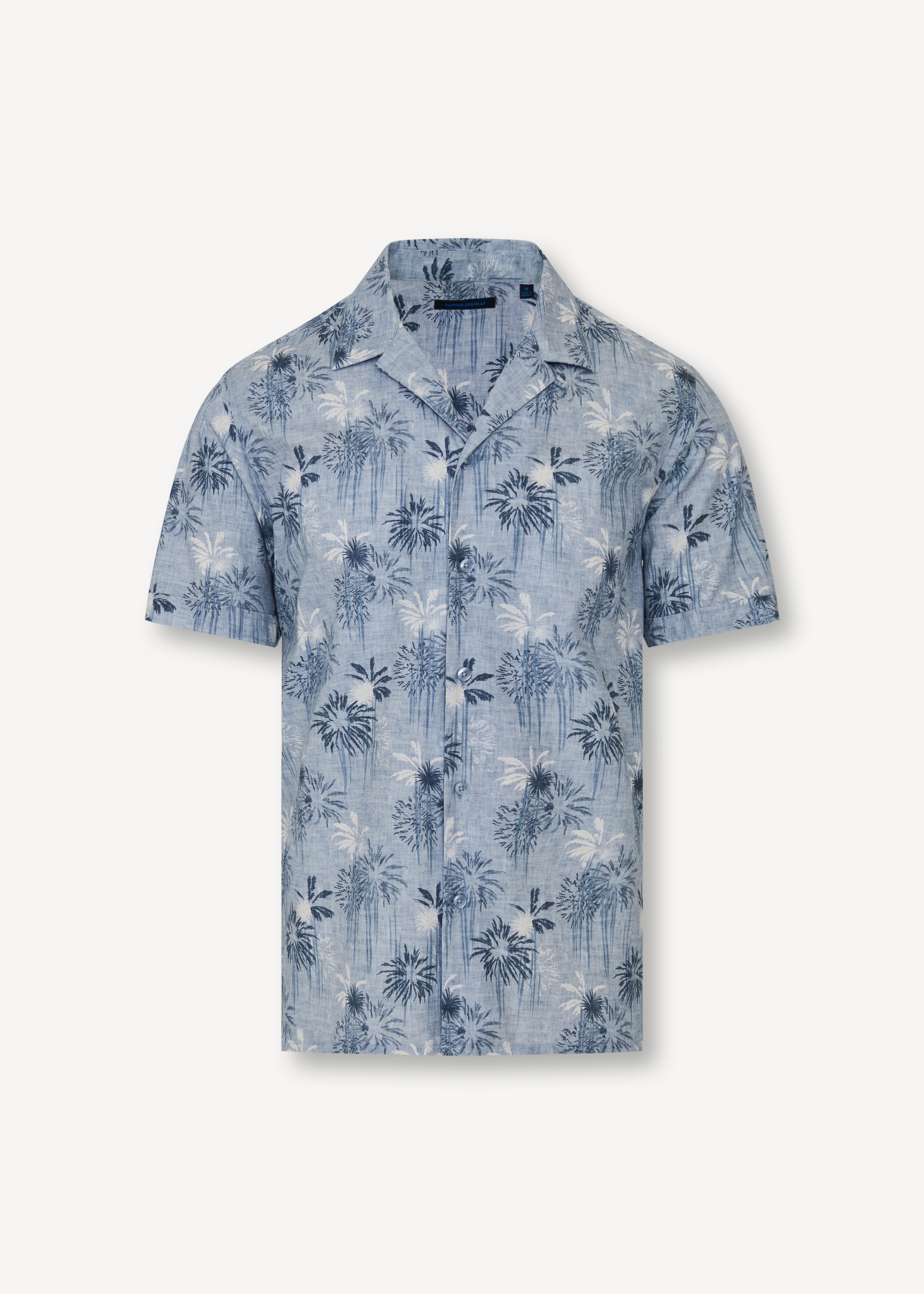 Palm Tree Print Cotton Camp Collar Shirt - PATRICK ASSARAF