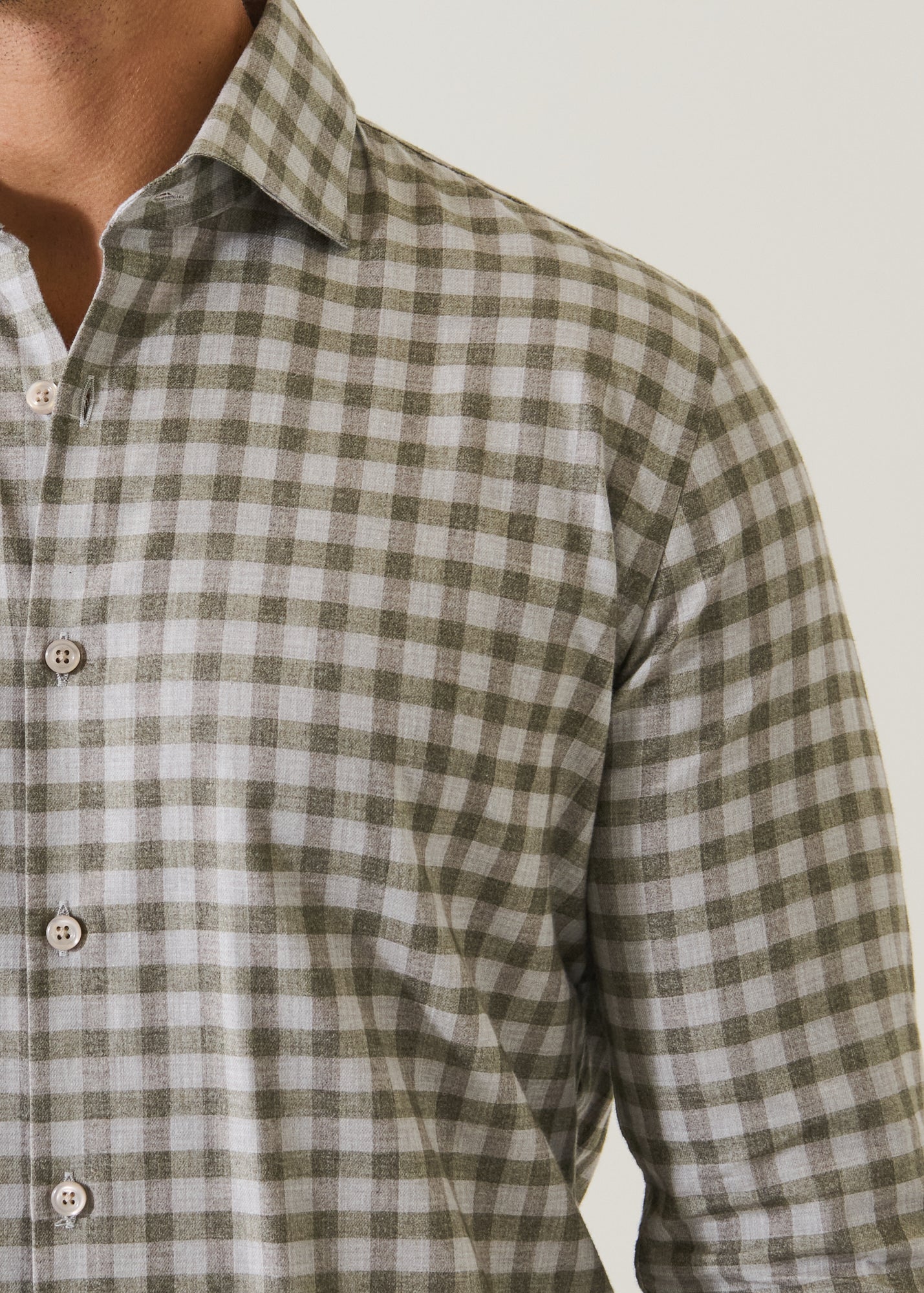 Wool Checkered Spread Collar Shirt - PATRICK ASSARAF