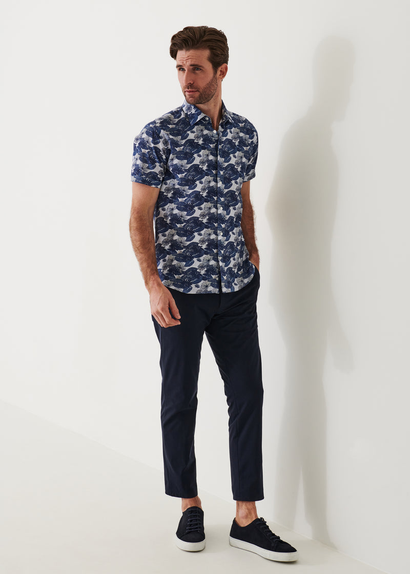 FLORAL PRINT COTTON SHORT SLEEVE SHIRT