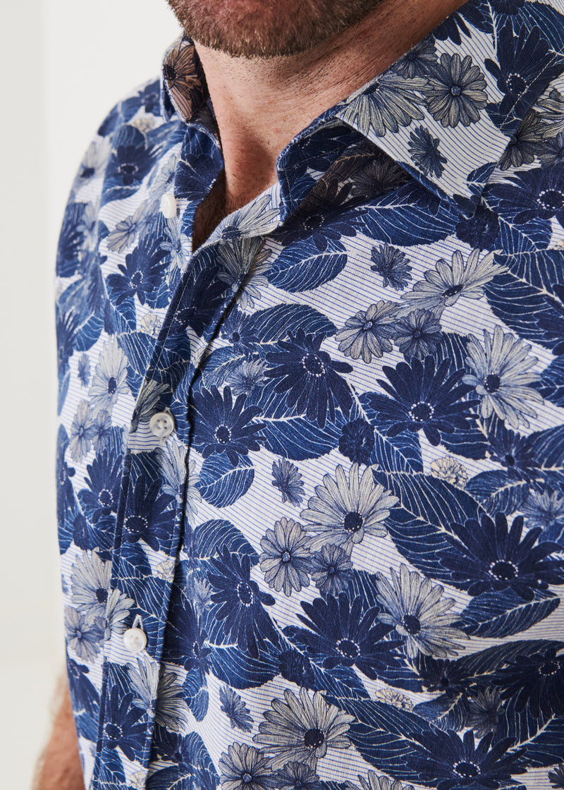 FLORAL PRINT COTTON SHORT SLEEVE SHIRT