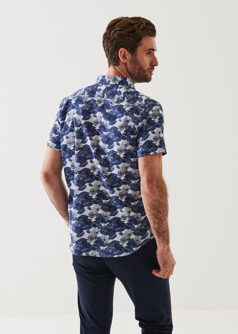 FLORAL PRINT COTTON SHORT SLEEVE SHIRT