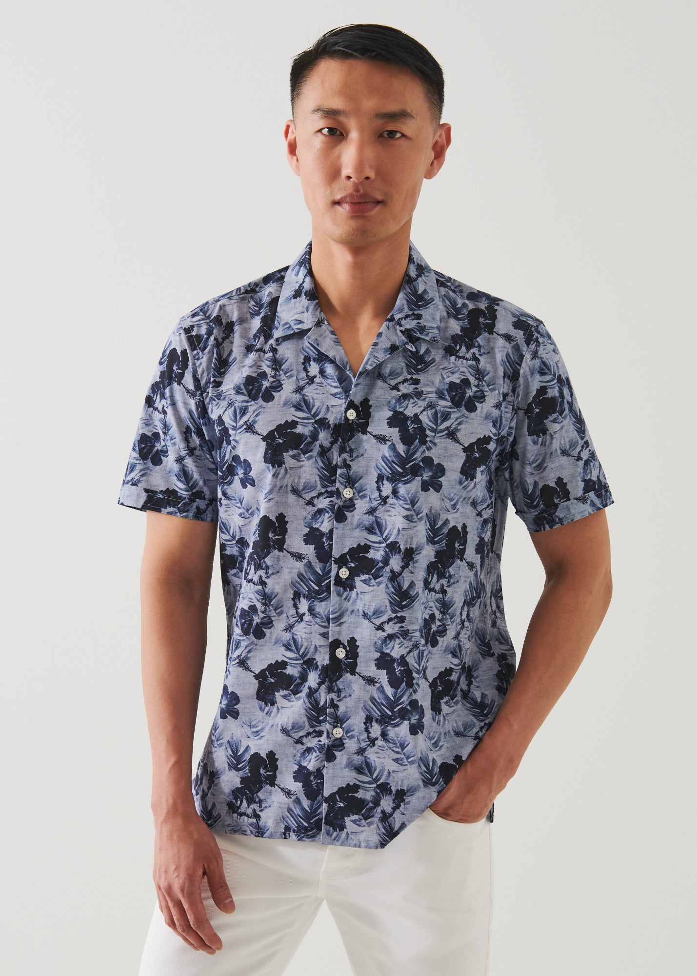 Tropical Floral Print Camp Collar Shirt