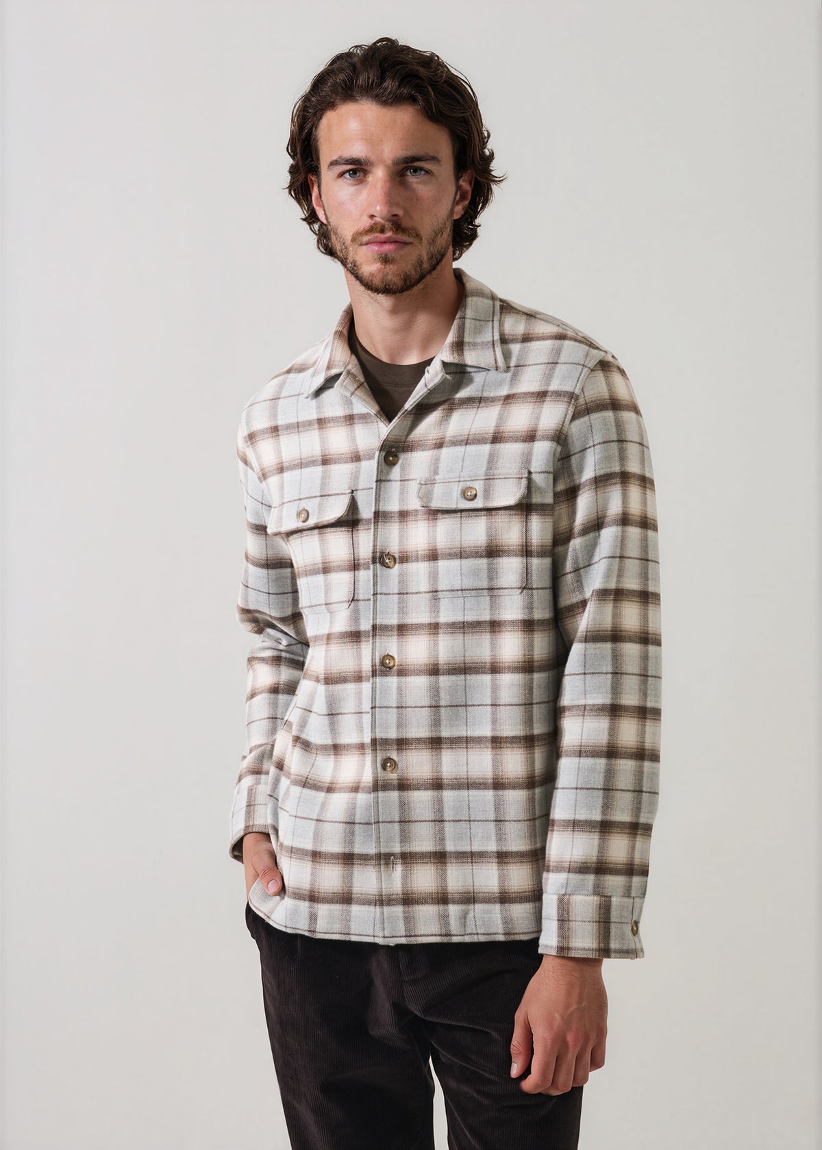 Cotton Plaid Flannel Double Face Overshirt - PATRICK ASSARAF