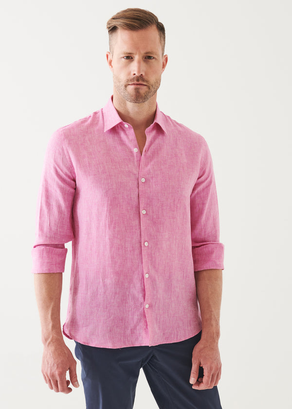 Capri Linen Shirt in Berry Pink for Mens, SWIMS