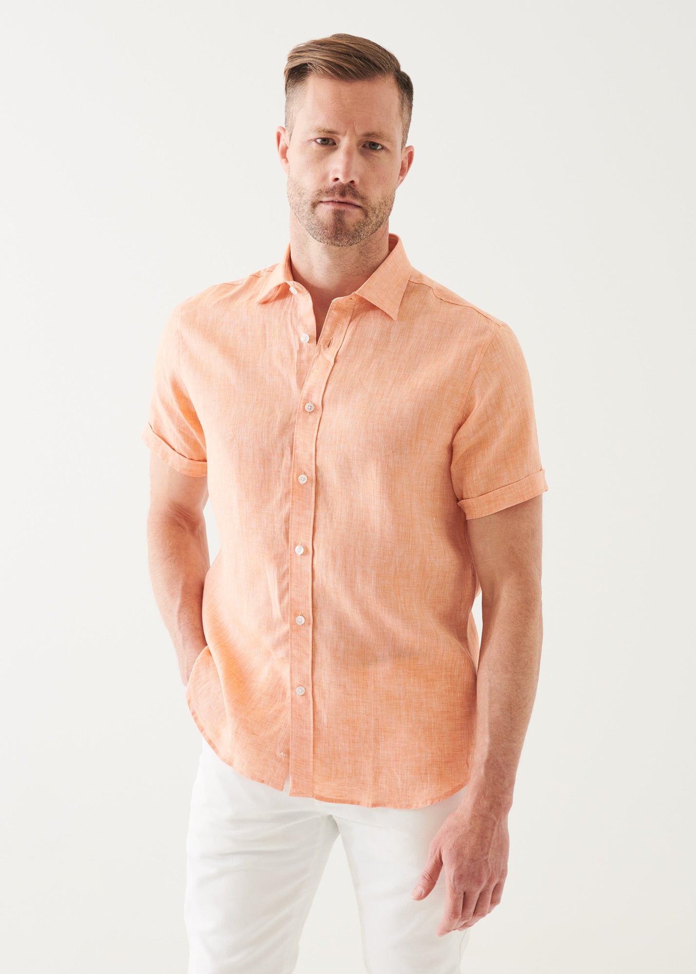 SHORT SLEEVE LINEN SHIRT | PATRICK ASSARAF.
