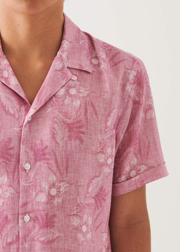 Linen Camp Collar Floral Shirt