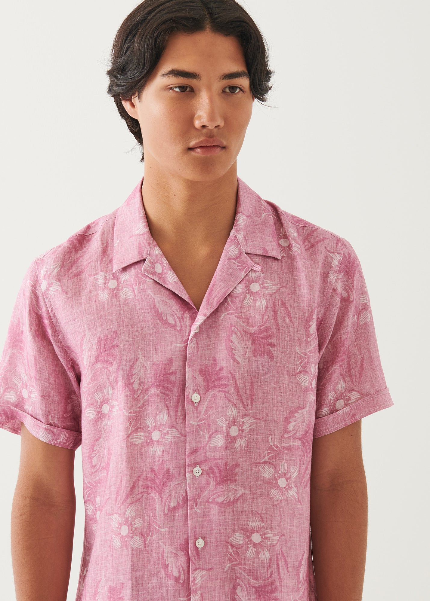 Linen Camp Collar Floral Shirt
